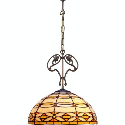 Deckenanhänger, größerer Durchmesser 40 cm, mit Kette und gegossenem Tiffany Ivory Series-Ornament LG225166
