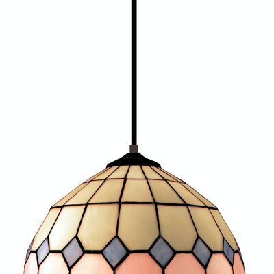 Ceiling pendant with black cable and Tiffany screen diameter 30cm Pink Series LG281400