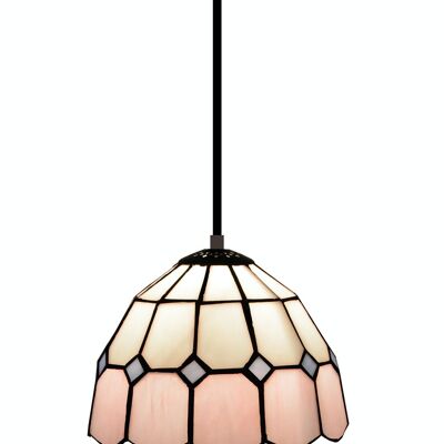 Ceiling pendant with black cable and Tiffany screen diameter 20cm Pink Series LG281700