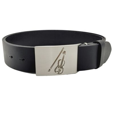 Ceinture et fermoir en cuir avec divers instruments et motifs musicaux - motif : violon