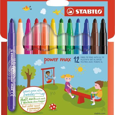 Bolígrafos para colorear - Estuche de cartón x 12 STABILO power max