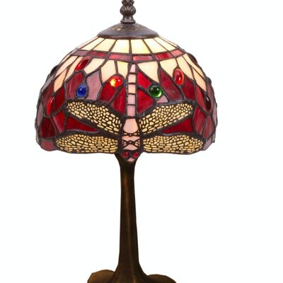 Lampada da tavolo Tiffany con base sagomata Serie Belle Rouge D-20cm LG199482B