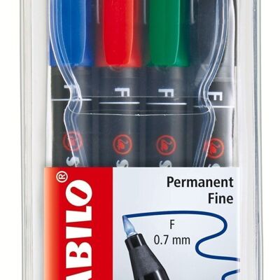 Felt-tip pens - Pouch x 4 STABILO OHPen permanent 0.7 mm - black + blue + red + green