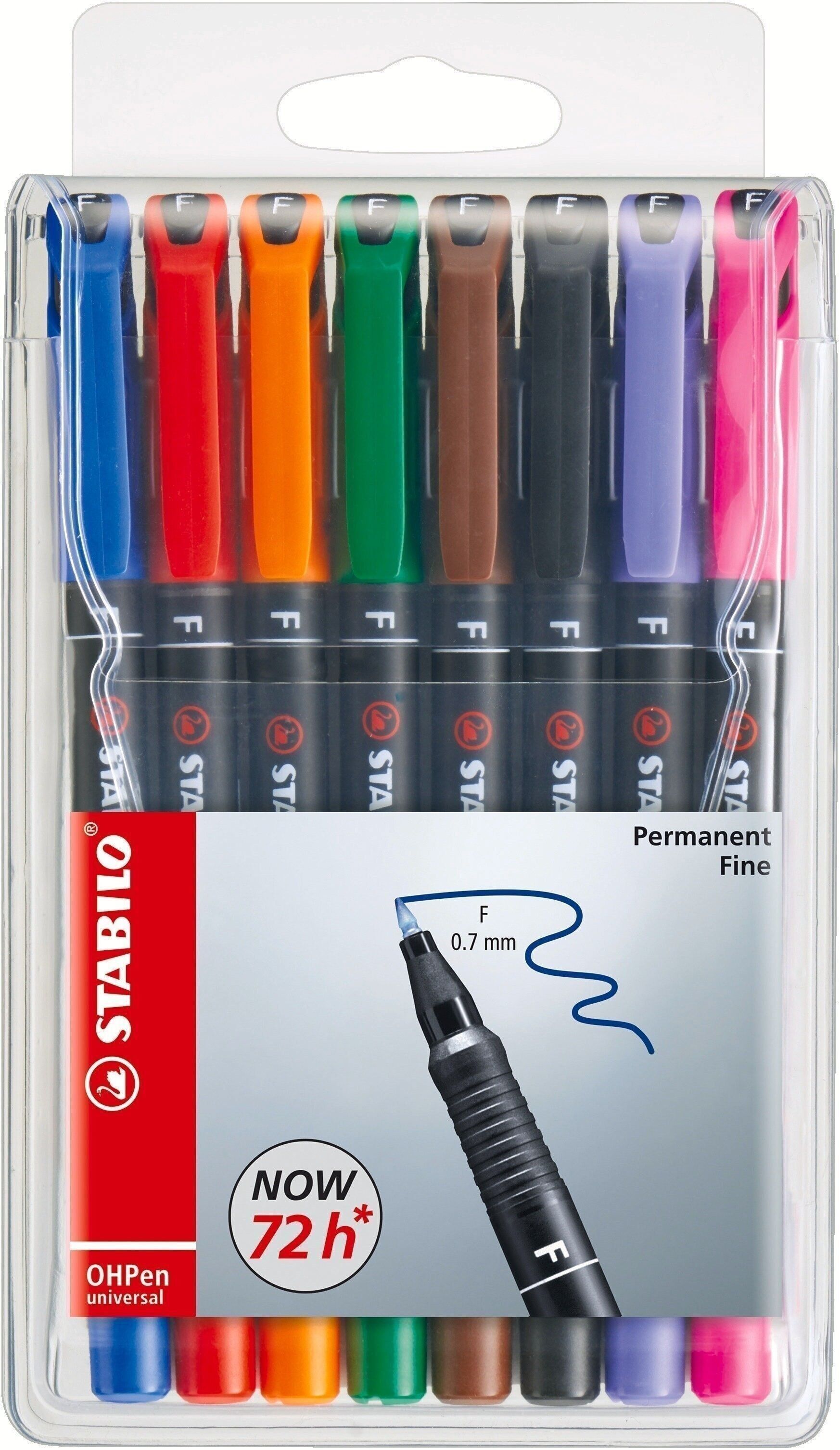 Pouch x 8 STABILO OHPen permanent fine tip markers 0.7 mm