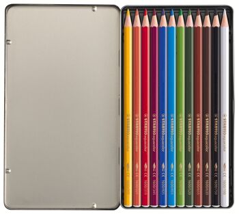 Crayons de couleur aquarellables - Boîte métal x 12 STABILOaquacolor ARTY 2