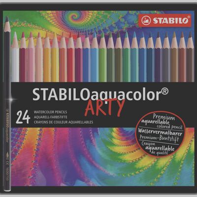 Watercolor colored pencils - Metal box x 24 STABILOaquacolor ARTY