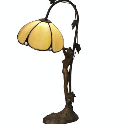 Lampada da tavolo Tiffany base figura Virginia Serie D-20cm luce diretta LG212787B