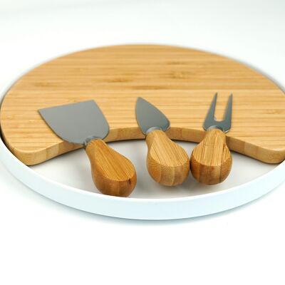 Cheese charcuterie board with tools