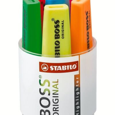 Evidenziatori - Barattolo x 6 STABILO BOSS ORIGINAL - giallo + blu + verde + rosso + arancione + rosa
