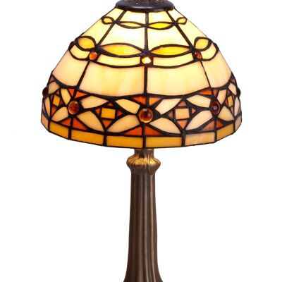 Kleine Tischlampe in Tiffany-Form, Sockeldurchmesser 20 cm, Elfenbeinserie LG225800P