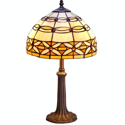Lampe de table moyenne base de forme Tiffany diamètre 30cm Ivoire Série LG225600P