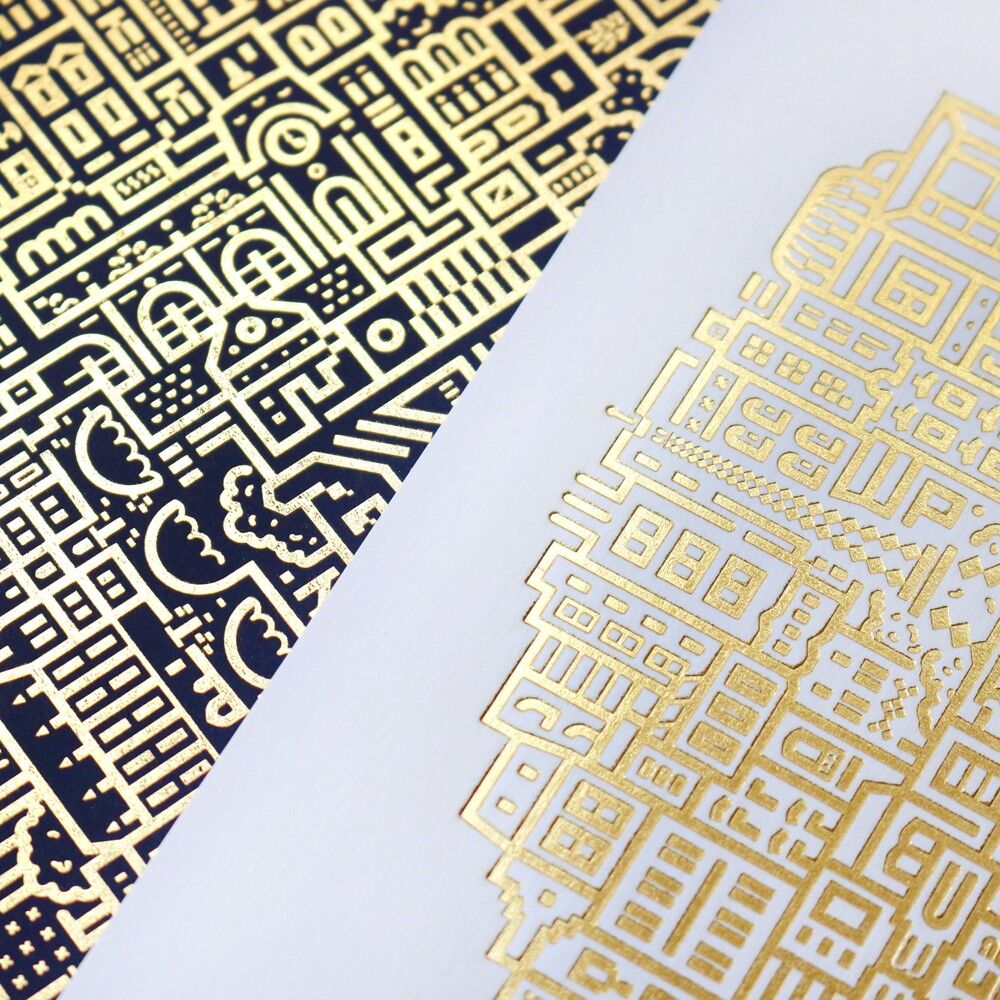 Impresión laminada en oro de París - Blanco