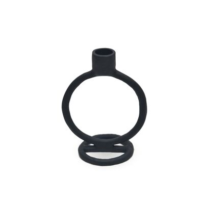 Bougeoir métal Cercle noir L7,5 P11,5 H15cm
