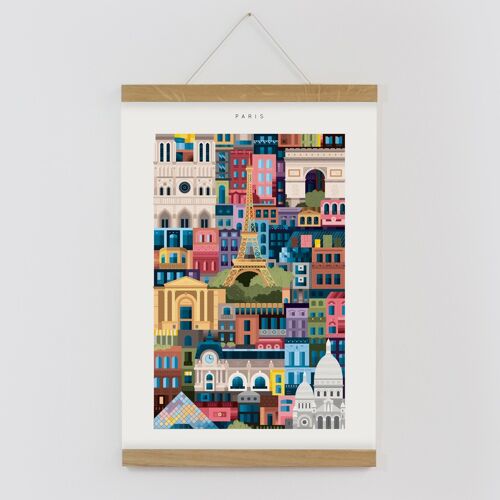 Paris A3 Colourful Print