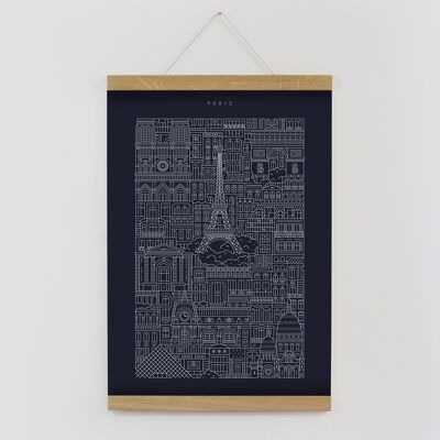 Paris A3 Navy Print
