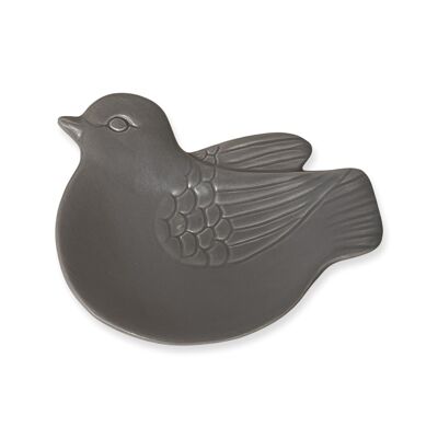 Déco vide poche ceramic Oiseau mastic gris L13,6 P9,7 H3cm