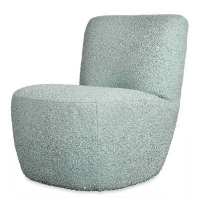 Fauteuil Eve tissu bouclette bleu vert doux L58 P73 H71cm