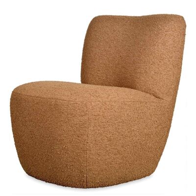 Fauteuil Eve tissu bouclette caramel L58 P73 H71cm