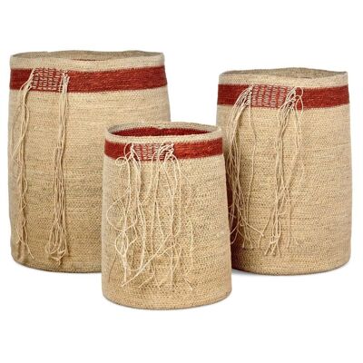 Set de 3 Paniers Fabuleux gm naturel terracotta D36 H45cm | D30 H41cm | D25 H33cm