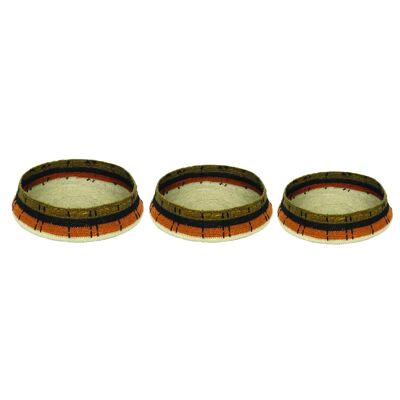 Set de 3 plateaux Primitif terracotta D36 H11cm | D33 H9cm | D30 H7cm