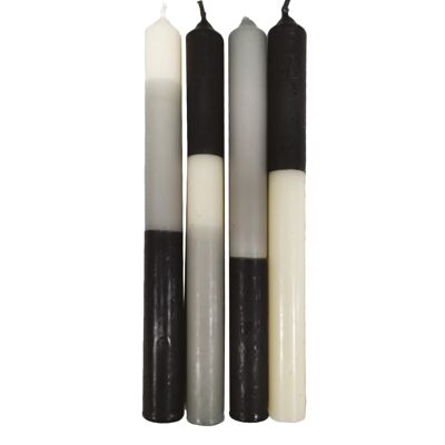 Set de 4 bougies longues bicolores noires D2,2 H25cm