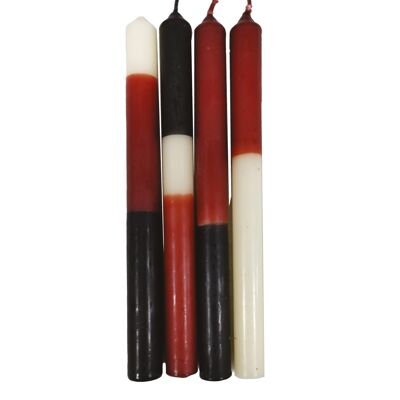 Set de 4 bougies longues bicolores terracotta D2,2 H25cm