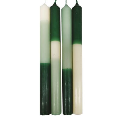 Set de 4 bougies longues bicolores vertes D2,2 H25cm