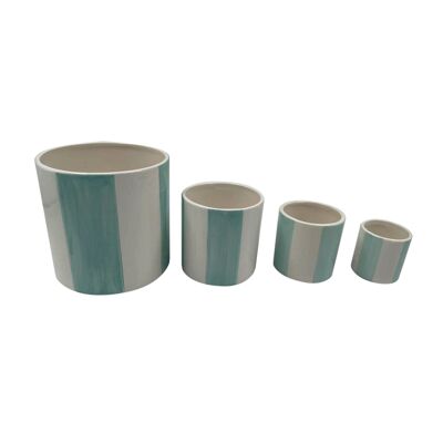 Set de 4 pots bleu givré