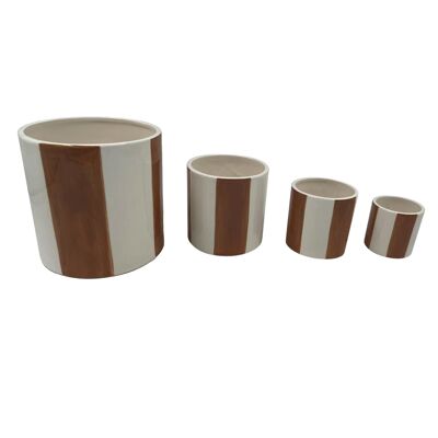 Set de 4 pots marron