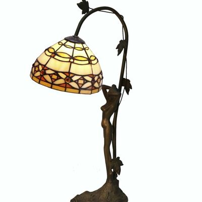 Lampada da tavolo Tiffany base figura Serie Avorio D-20cm luce diretta LG225887B