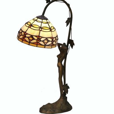 Lampe à poser Tiffany base figure Ivoire Série D-20cm lumière directe LG225887B