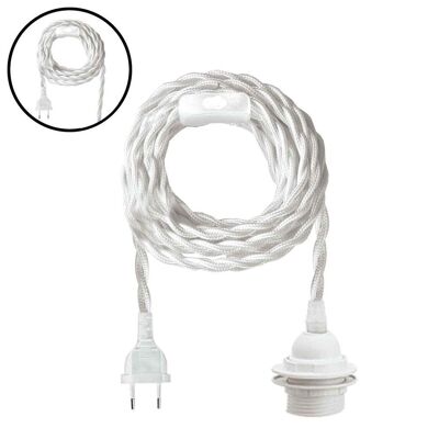 Suspension douille blanche 300cm cable torsadée corde blanche prise