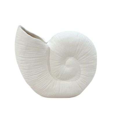 Vase ceramic Coquillage blanc texturé L20,7 P9,5 H17,5cm