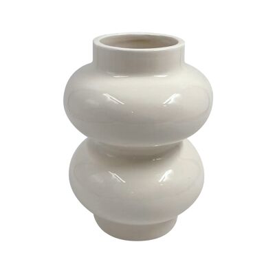 Vase ceramic Double blanc cassé D15 H20,2cm