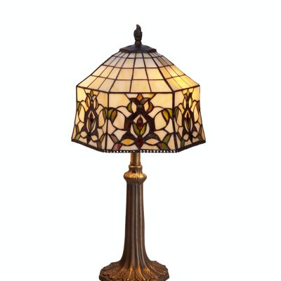 Lampada da tavolo Tiffany base albero Hexa Serie D-30cm LG242600P