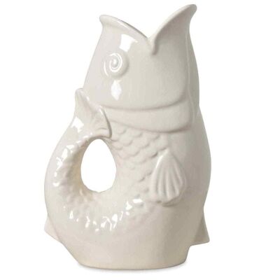 Vase ceramic Poisson gm blanc cassé L16,5 P11 H25,3cm