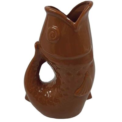 Vase ceramic Poisson gm marron L16,5 P11 H25,3cm