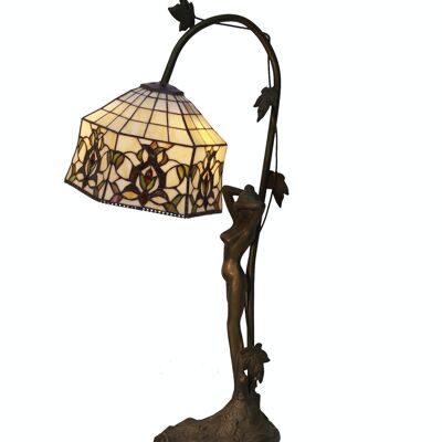 Lampada da tavolo Tiffany base figura Hexa Serie D-20cm luce diretta LG242887B