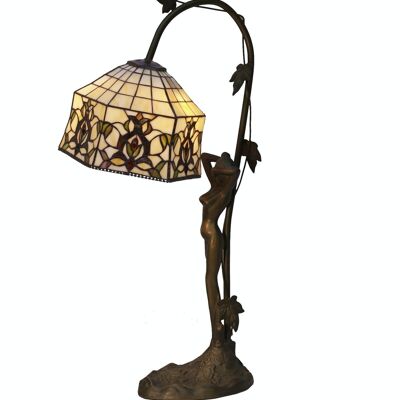 Lampada da tavolo Tiffany base figura Hexa Serie D-20cm luce diretta LG242887B