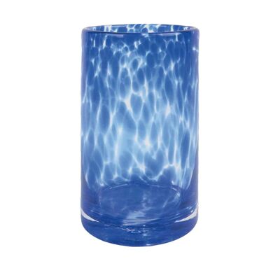 Vase Tube léopard bleu D12 H23cm