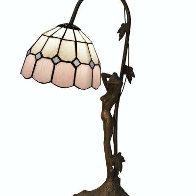 Lampada da tavolo Tiffany base figura Rosa Serie D-20cm luce diretta LG281887B