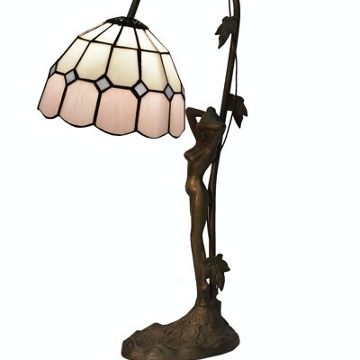 Lampada da tavolo Tiffany base figura Rosa Serie D-20cm luce diretta LG281887B