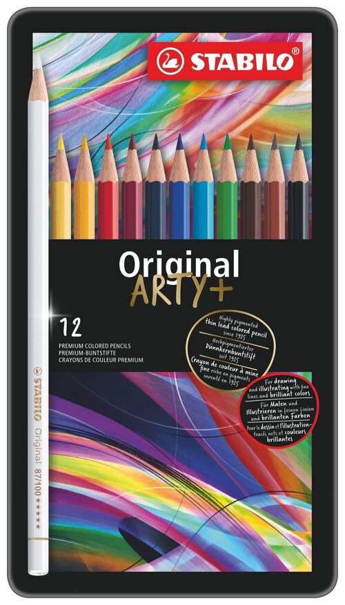 Crayons de couleur - Boîte métal x 12 STABILO Original ARTY+