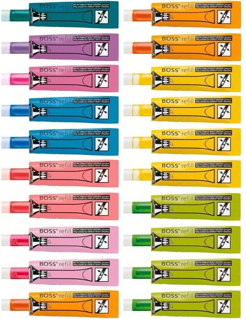 20 recharges STABILO BOSS ORIGINAL - coloris panachés