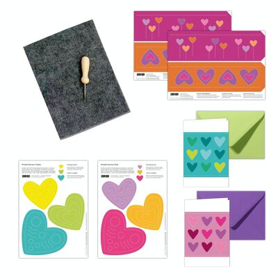 Kit de bricolage pour scintiller - coeurs avec cartes