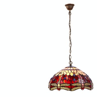 Larger Tiffany ceiling pendant with chain diameter 40cm Belle Rouge Series LG203599