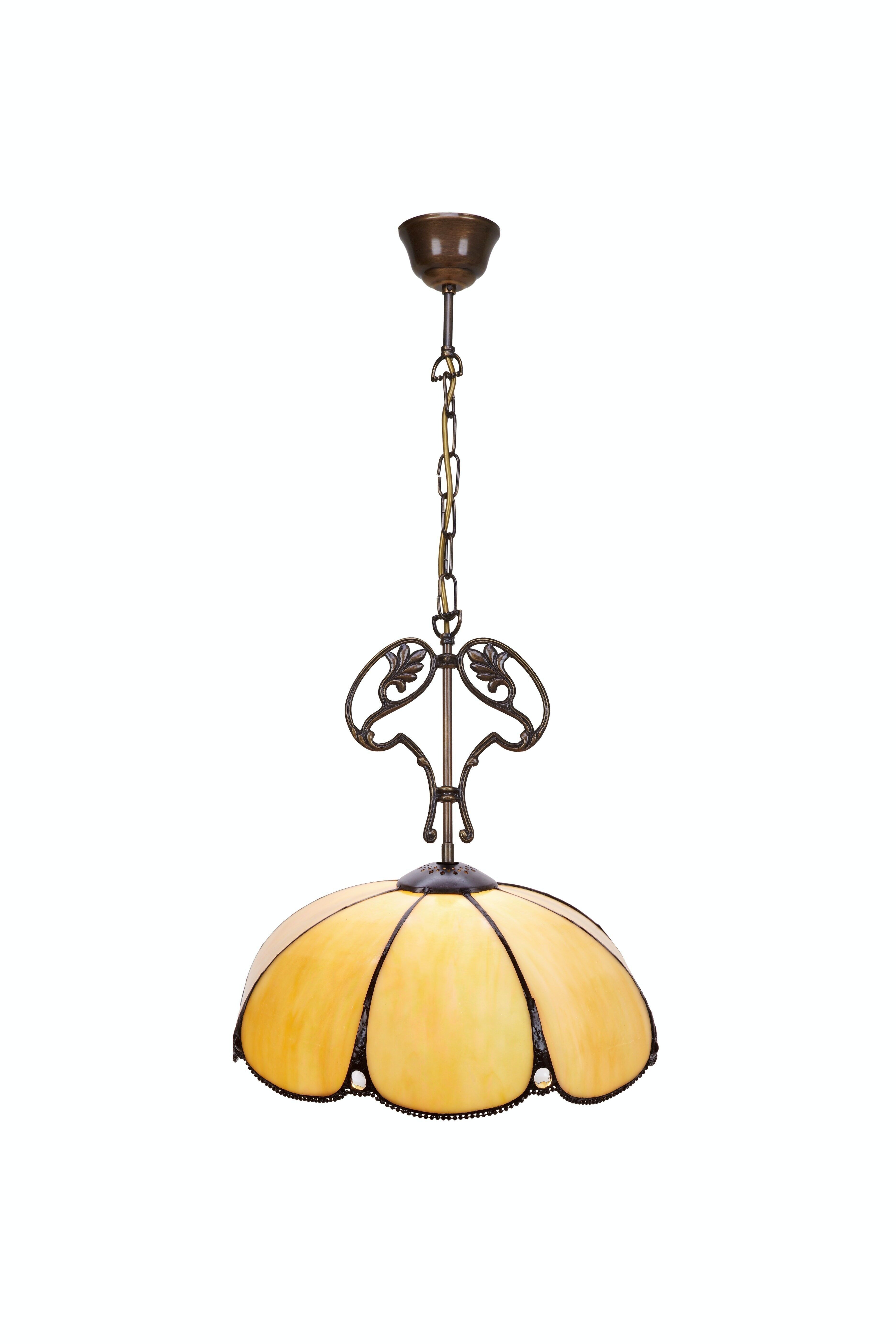 Colgante de techo Tiffany mediano con adorno fundición y cadena diámetro 30cm Serie Virginia LG212466