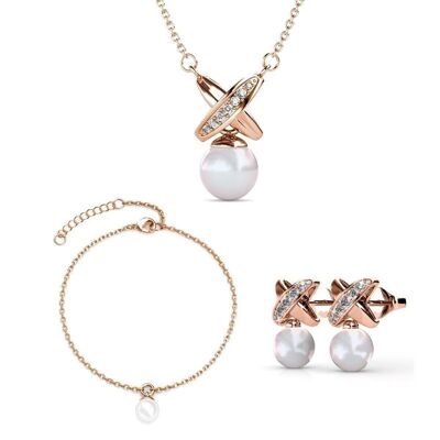 Crystal Chris Pearl Set and Box - Rose Gold and Crystal