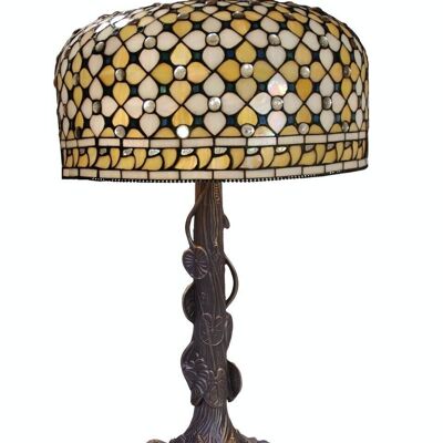 Lampada da tavolo base Tiffany con foglie Serie Queen D-45cm LG213320