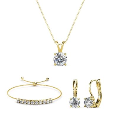 Mia Round Vernice Sets - Gold and Crystal